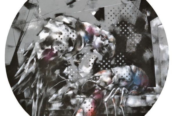 Crystal Cage, oil, acrylic, spray paint on board, 101,5x101,5cm